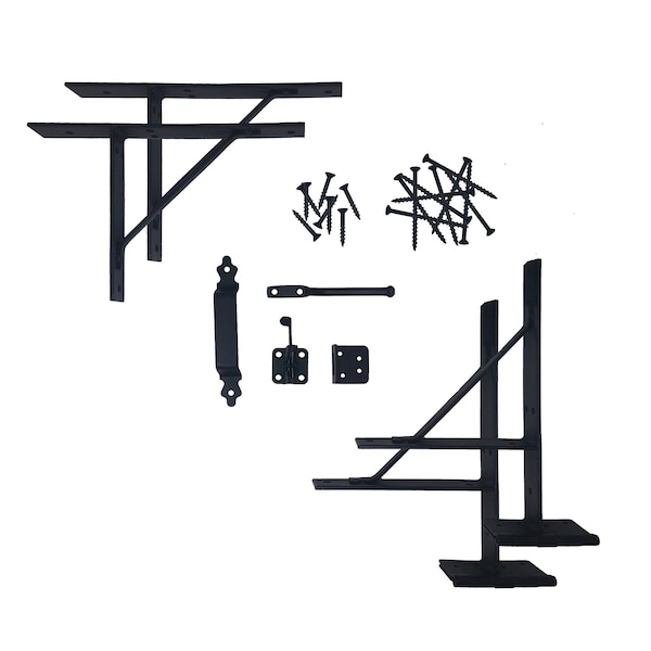 Nuvo Iron BLACK GALVANIZED STEEL HEAVY DUTY GATE CORNER FRAME BRACE AND HARDWARE KIT HGCBHK01 - main